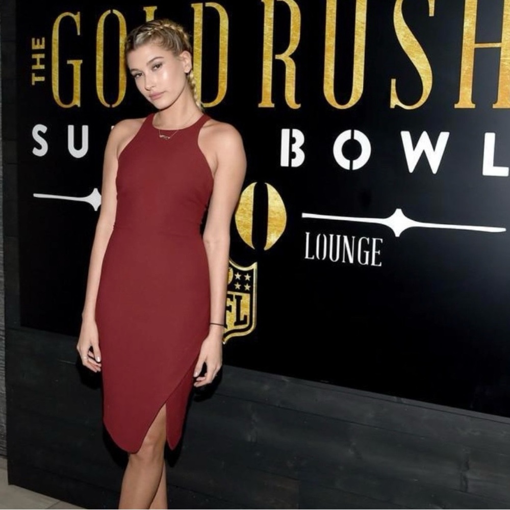 NWT Elizabeth & James Dress, Mia Bardot, Burgundy, 2, as seen on Hailey Bieber